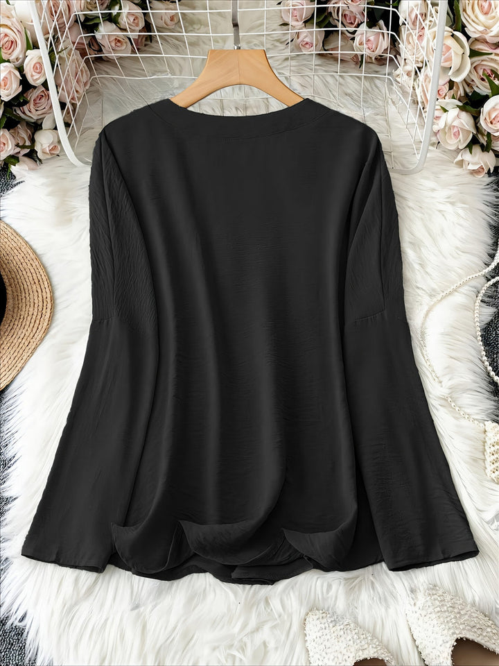 Shawna - Bluse Mit V-Ausschnitt Und Langen Ärmeln