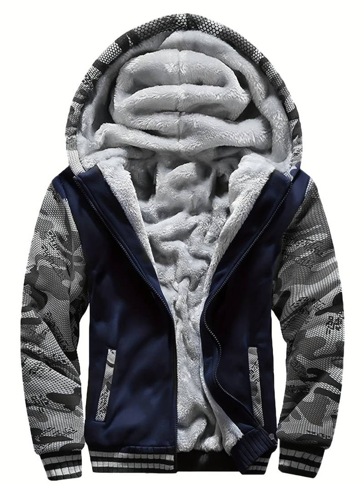 Oziel - Warme Fleece Jacke Mit Kapuze Und Reißverschluss