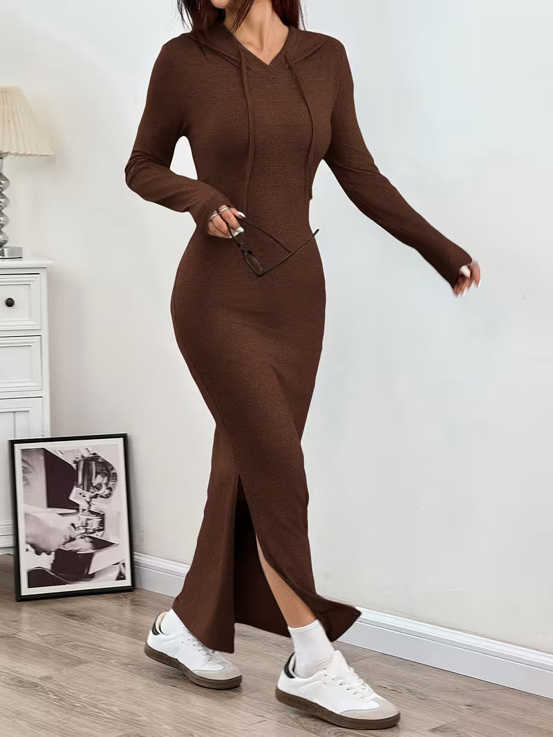 Dahye – Langärmliges Maxikleid Mit Kapuze