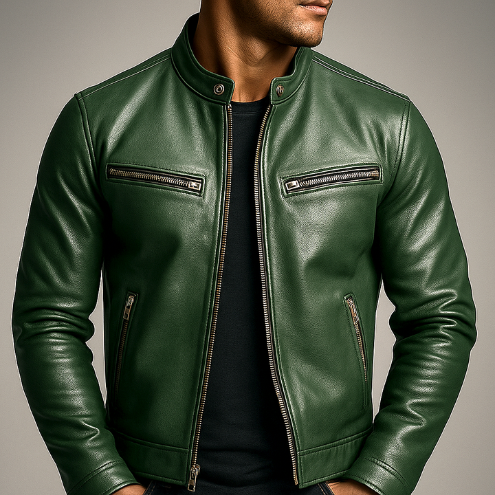 Jaromir – Vintage Leder Jacke Mit Reißverschluss