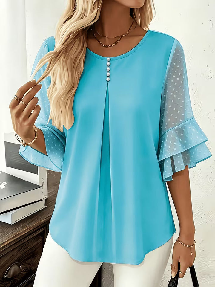 Hurley – Bluse Mit Rundhalsausschnitt Und Transparenten Rüschenärmeln
