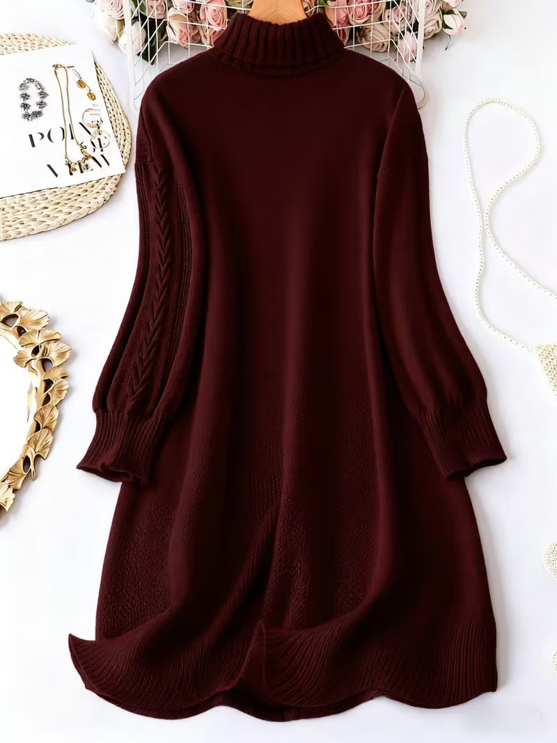 Malkina – Bequemes Langarm-Strickkleid