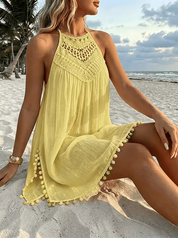 Shiena – Elegantes, Gehäkeltes Halter-Kleid Aus Spitze