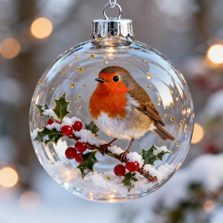 FrostFlight – Kollektion Von Weihnachtskugeln Aus Glas Mit Niedlichen Vögeln