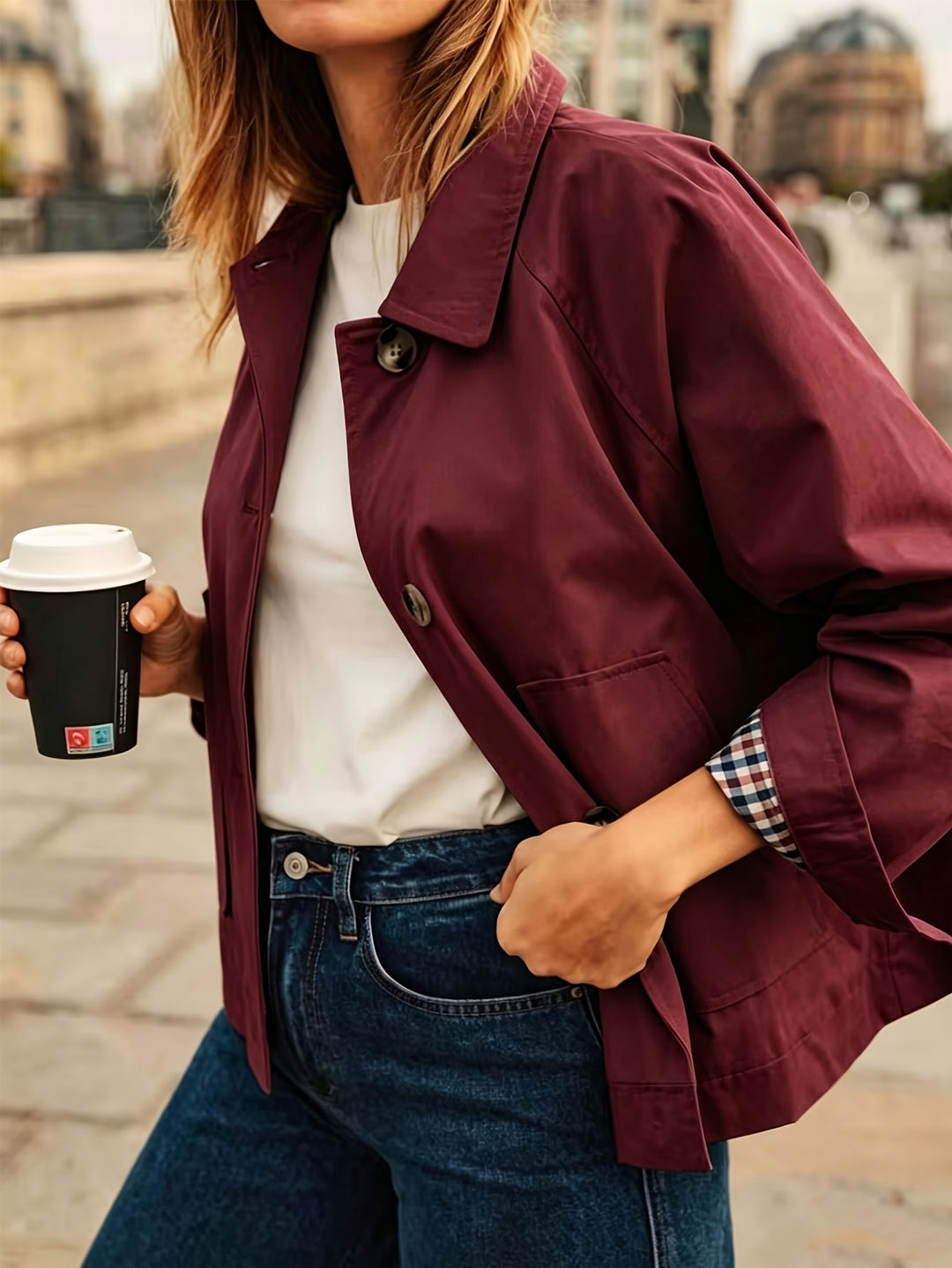 Alyona - Stylische Langarmjacke mit Knopfleiste