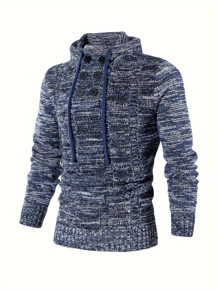 Damiaan – Lässiger Langarm Strick Kapuzenpullover