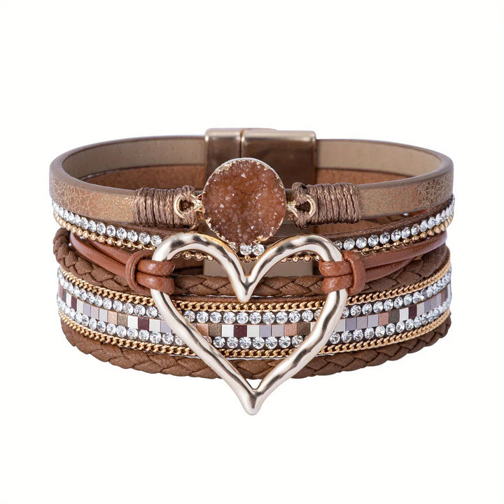 Joely - Mehrlagiges Leder Armband Mit Herz Gestaltung