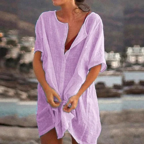 Anjini – Lockeres Strandkleid Mit kurzen Ärmeln