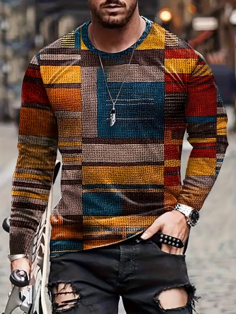 Kellan – Langärmliges Hemd MIT Geometrischem Patchwork-print