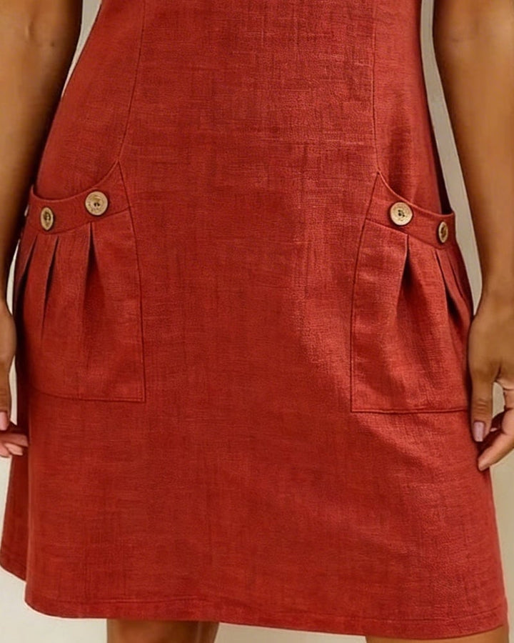 Krystan – Kurzärmeliges Utility Kleid Mit Reißverschluss Vorne