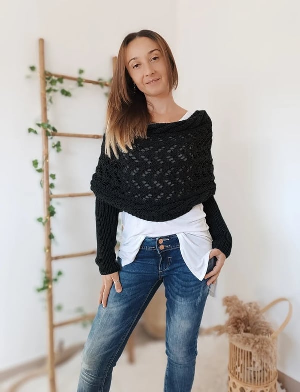 Reinhilde –  Doppelten Ärmeln Shawl Schal