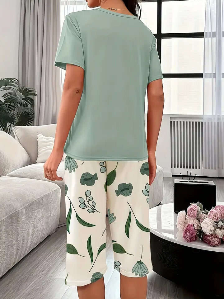 Kinsley – Bequemer Loungekleidung Satz Mit Blumen Ausdrucken