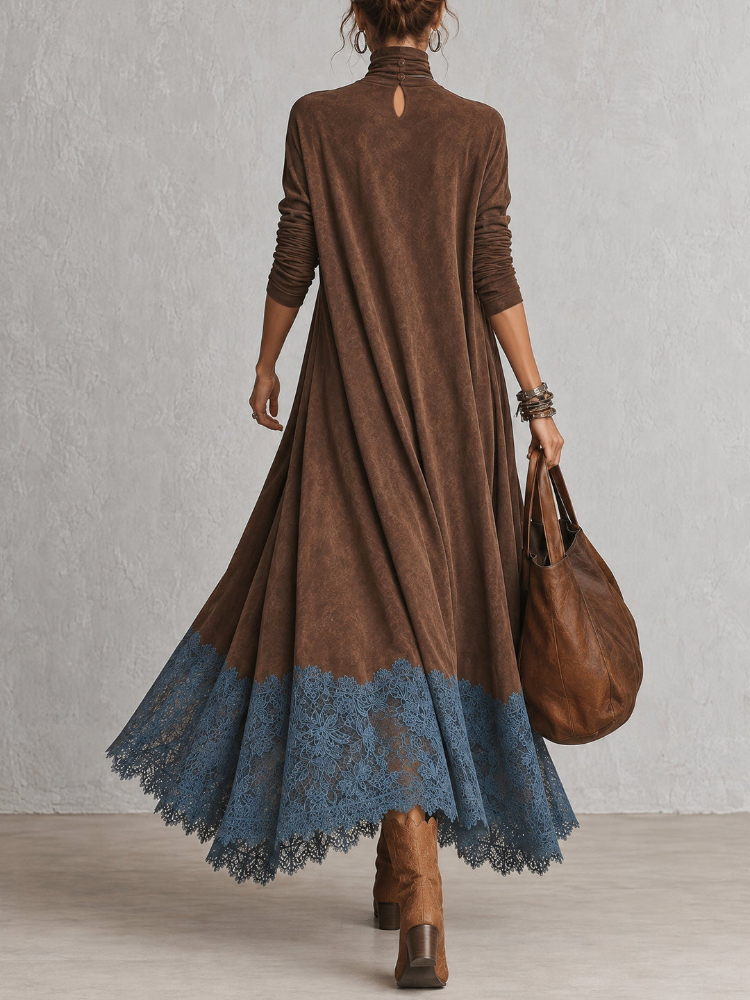 Albria – Langärmliges Maxikleid im Vintage-Stil