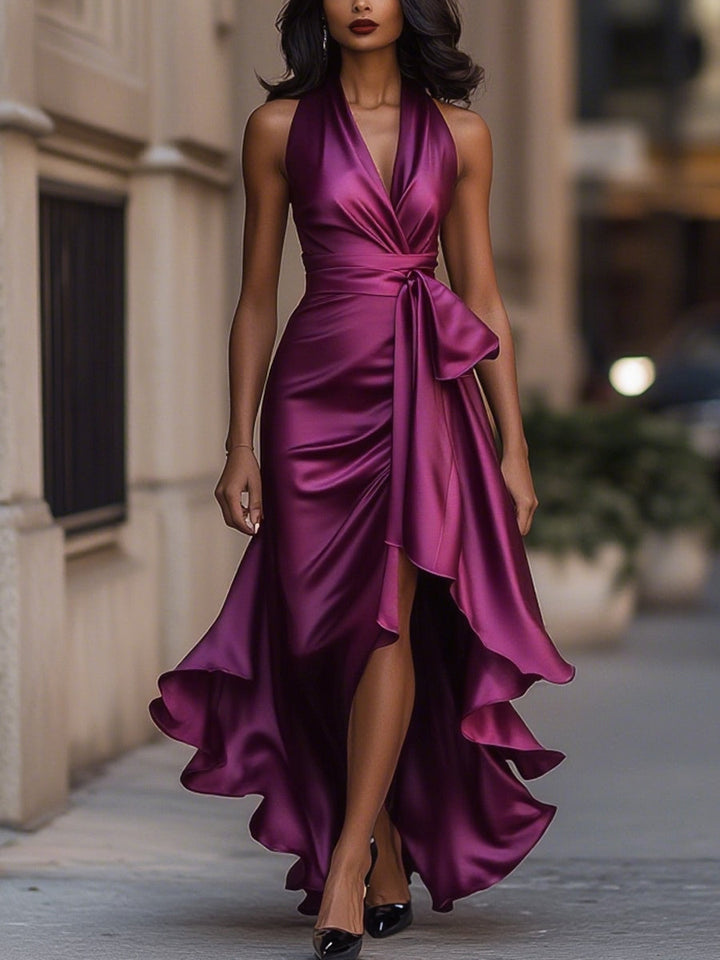 Imesha - Satin Kleid Mit Drapierter Taille
