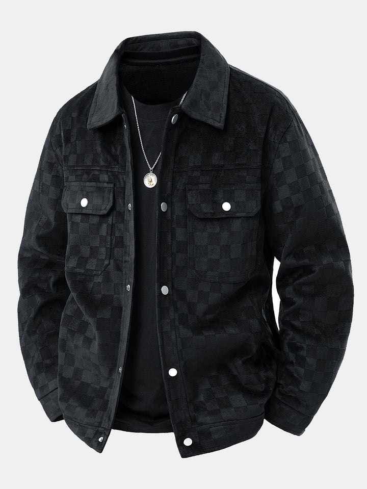 Leander – Jacke Mit Karomuster Aus Kunstwildleder Mit Taschen