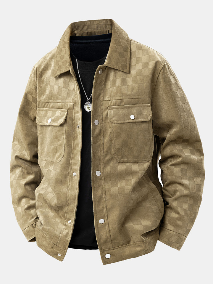 Leander – Jacke Mit Karomuster Aus Kunstwildleder Mit Taschen