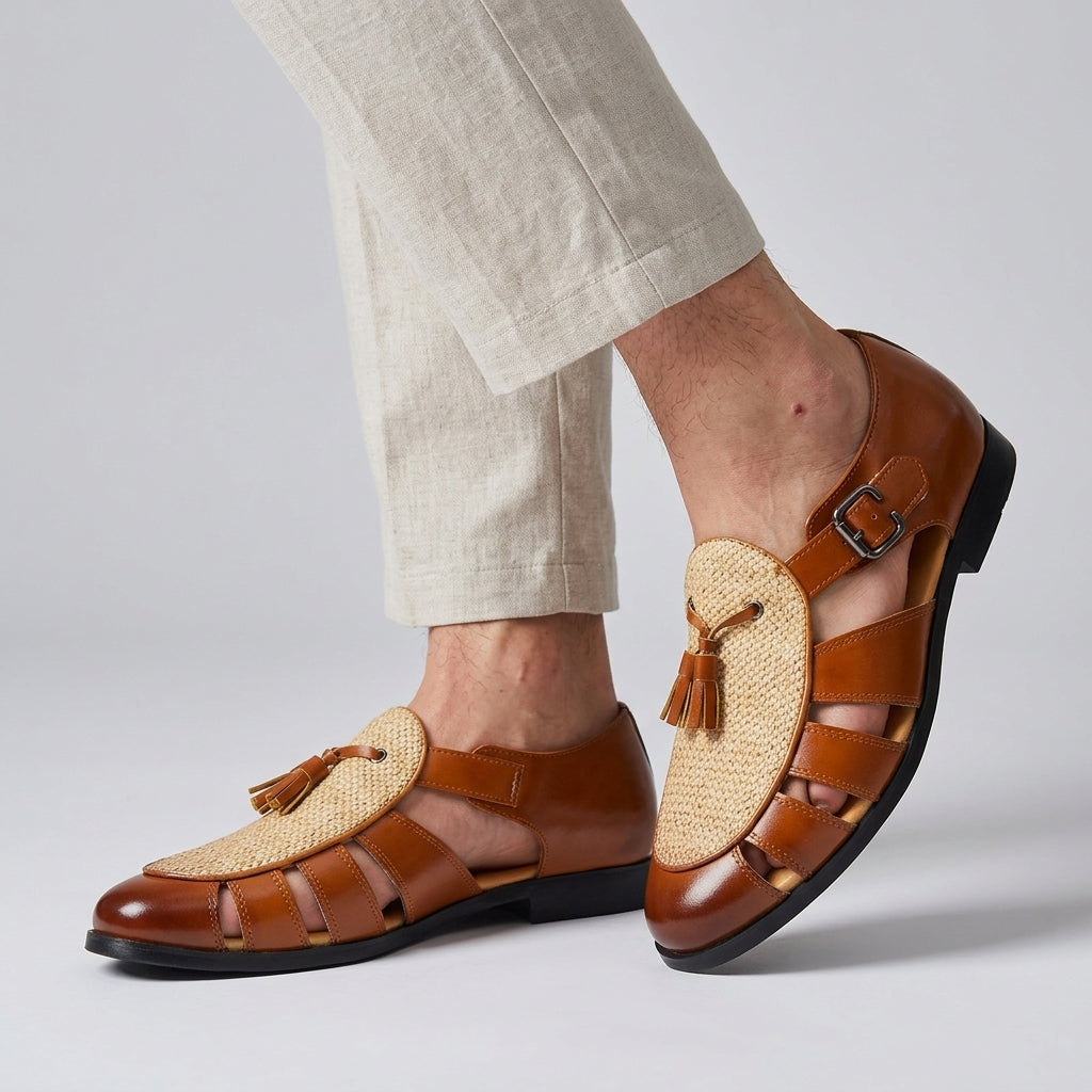 Andarson – Ledersandalen Mit Quasten Und Geschlossener Zehenpartie