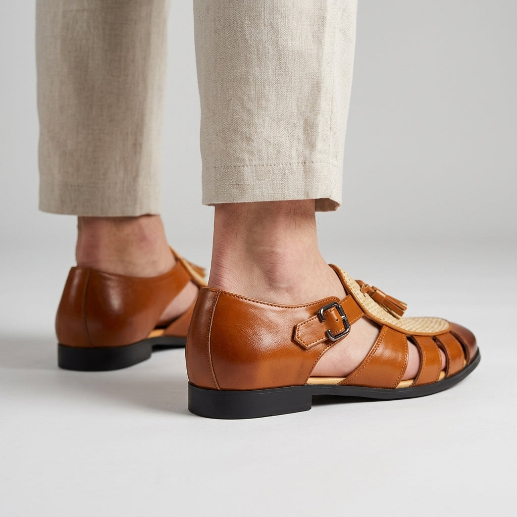 Andarson – Ledersandalen Mit Quasten Und Geschlossener Zehenpartie