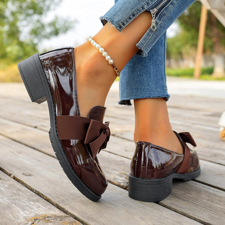 Ziena – Loafer Aus Lackleder Mit Schleifenverzierung