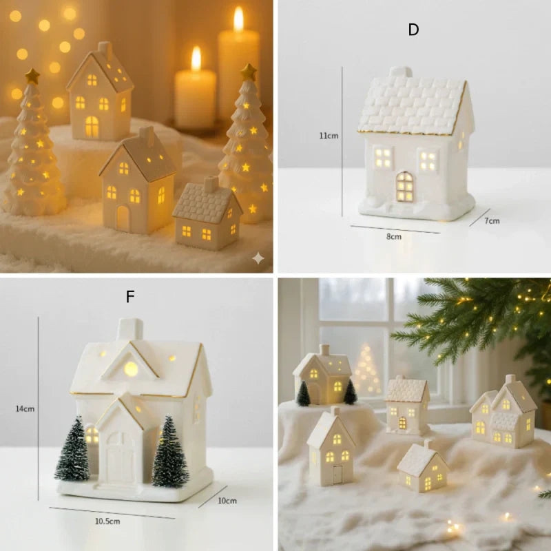 SnowLume – Keramik Weihnachtsdorf LED Dekorationsset