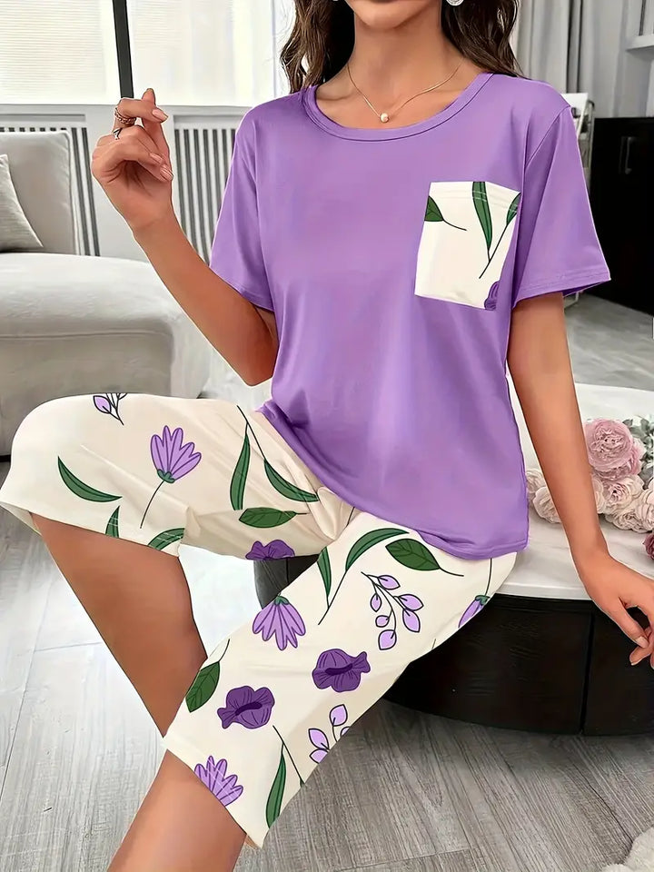 Kinsley – Bequemer Loungekleidung Satz Mit Blumen Ausdrucken