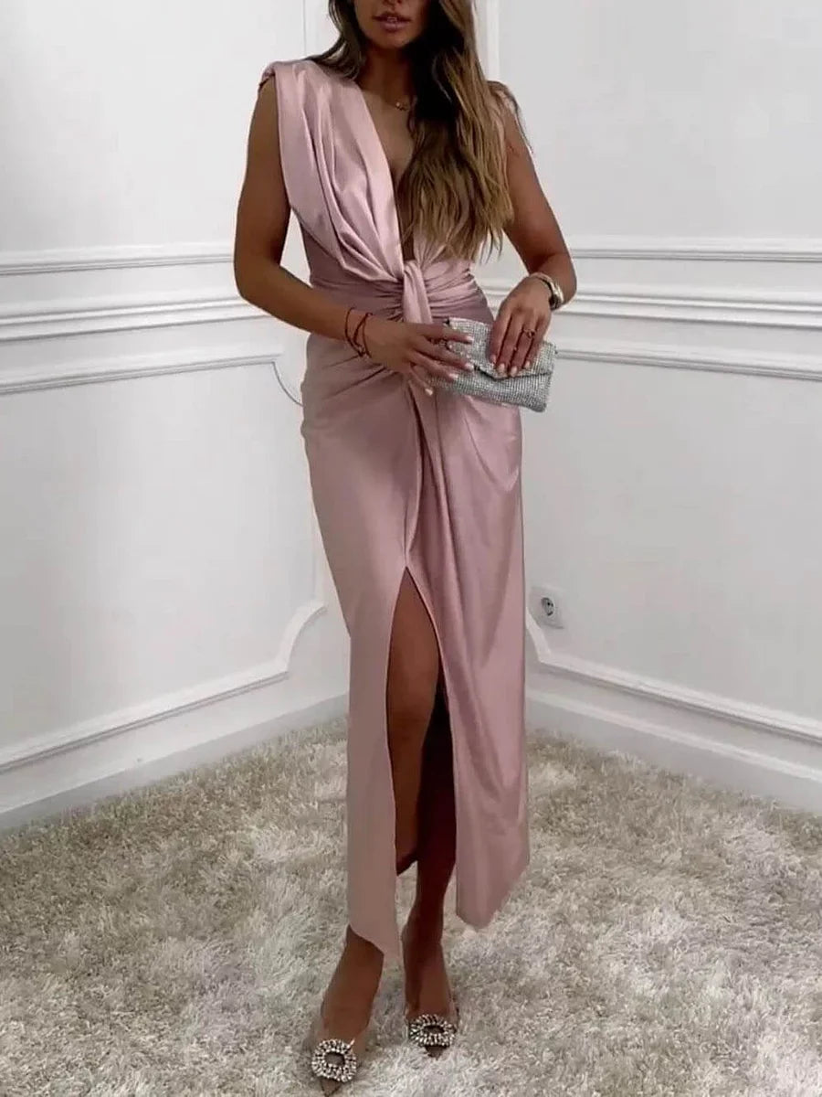 Jolira – Klassisches Midikleid Mit Gerafftem, Drapiertem Schlitz