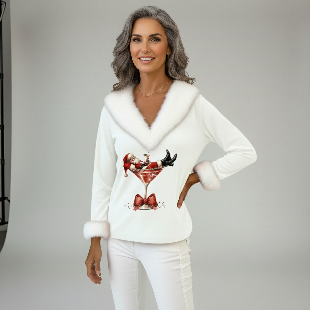 Uliana – Weihnachtsbluse mit V-Ausschnitt