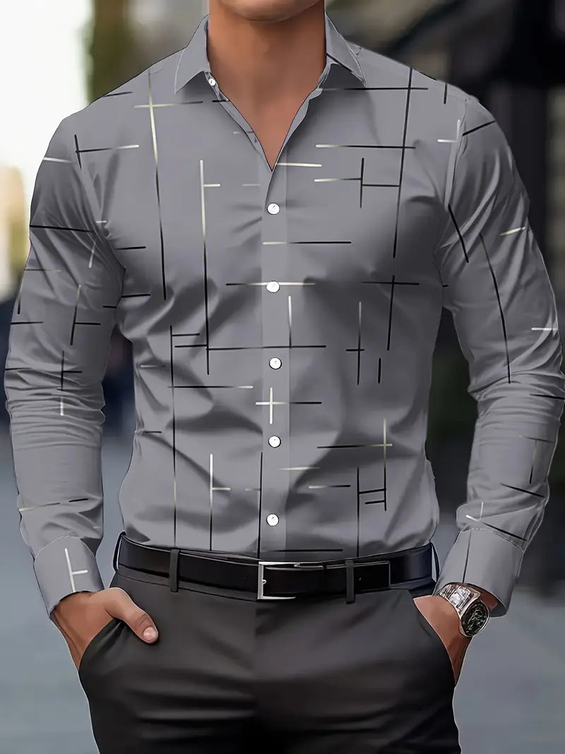 Nerio - Langarmhemd Mit Geometrischem Drucken
