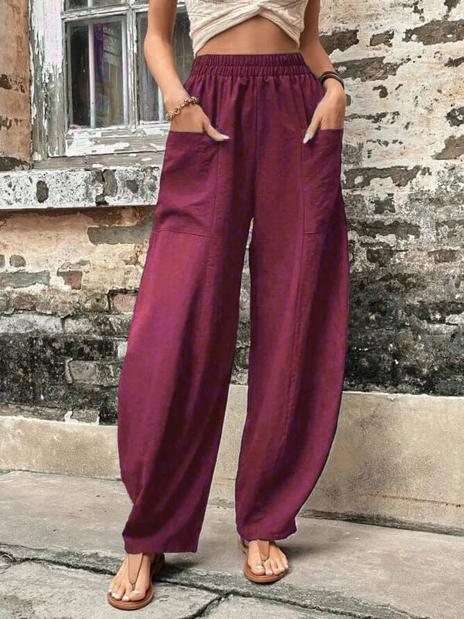 Salomee - Elastische lockere Hose mit Taschen