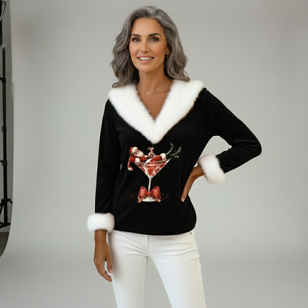 Uliana – Weihnachtsbluse mit V-Ausschnitt