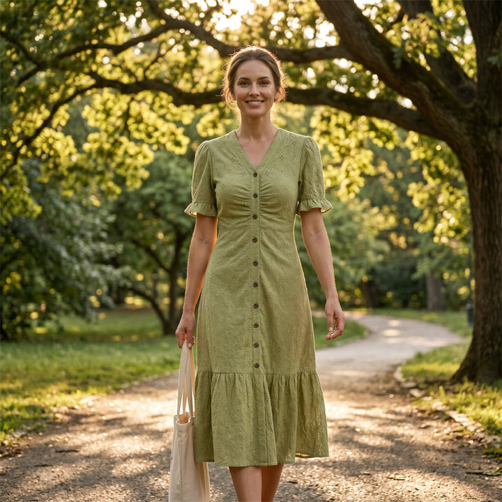 Stellah - Elegantes Midikleid Mit Puffärmeln