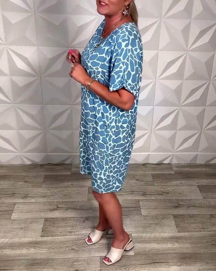 Salvinia - Lässiges Kleid Mit Rundhalsausschnitt Und Drucken