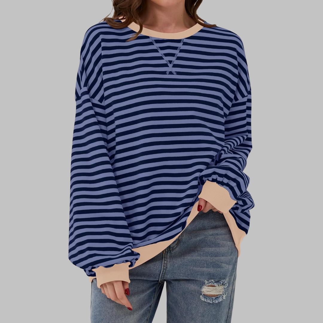 Melorna – Stilvoller Langärmeliger Gestreifter Pullover