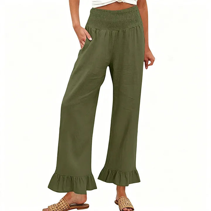 Moriom - Boho Lounge Hose Aus Baumwolle Mit Rüschen