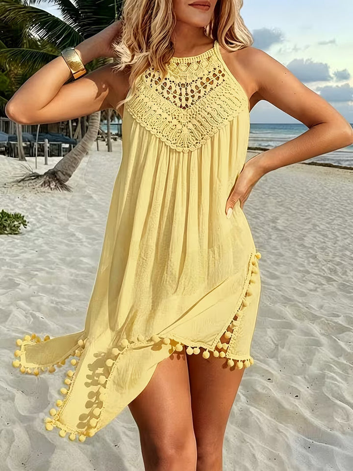Shiena – Elegantes, Gehäkeltes Halter-Kleid Aus Spitze