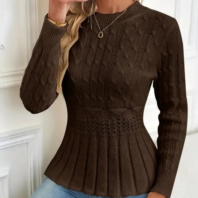 Bellie - Grob Gestrickter Pullover Mit Rundhalsausschnitt