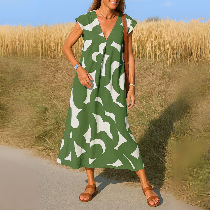 Gabby - Langes Kleid Mit V-ausschnitt