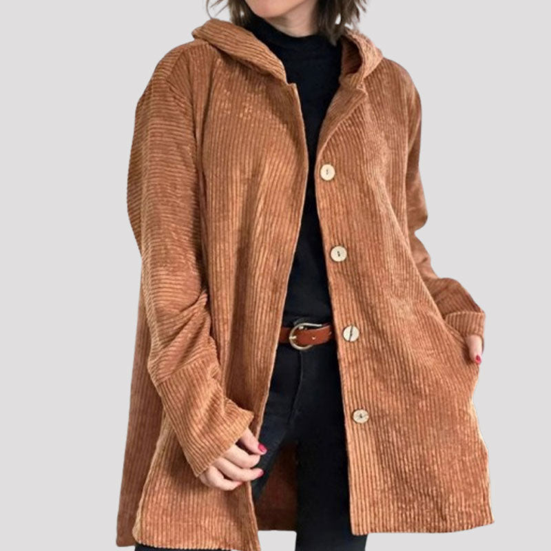 Daleny – Kapuzenjacke Aus Samt Mit Knöpfen