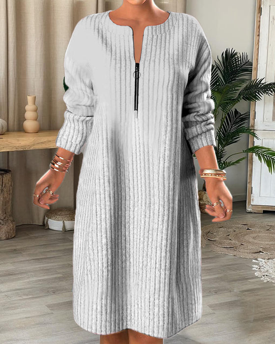 Nalea - Einfarbiges Kleid Mit Reissverschluss