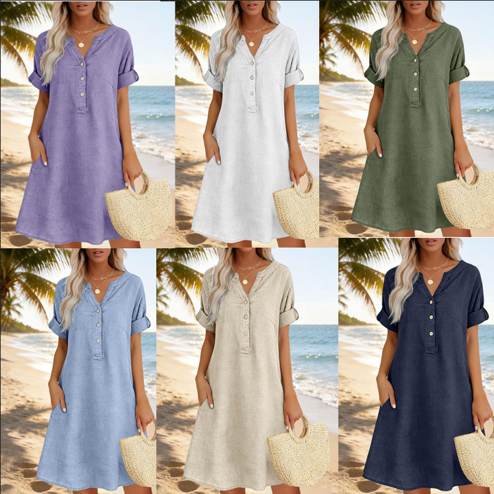 Jolande – Tunika Kleid Mit V-Ausschnitt Und Taschen