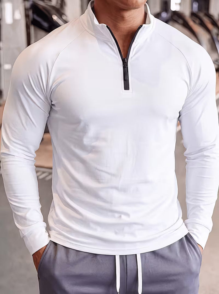Zerdan – Langarm-Sweatshirt Mit Halbem Reißverschluss