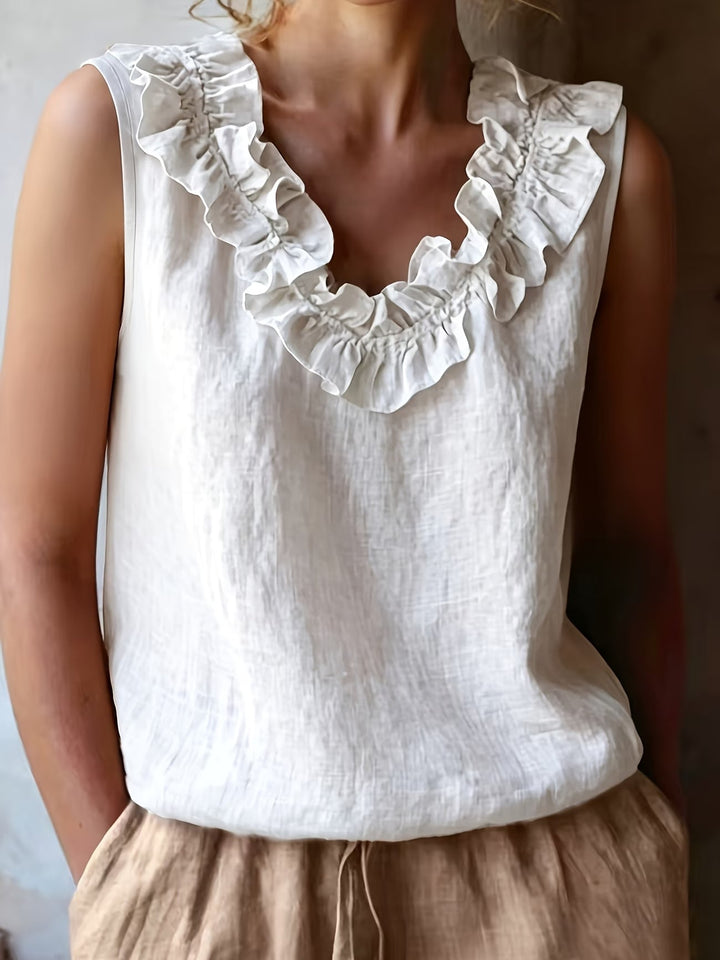 Safiya – Ärmellose Bluse MIT Rüschen Am Ausschnitt