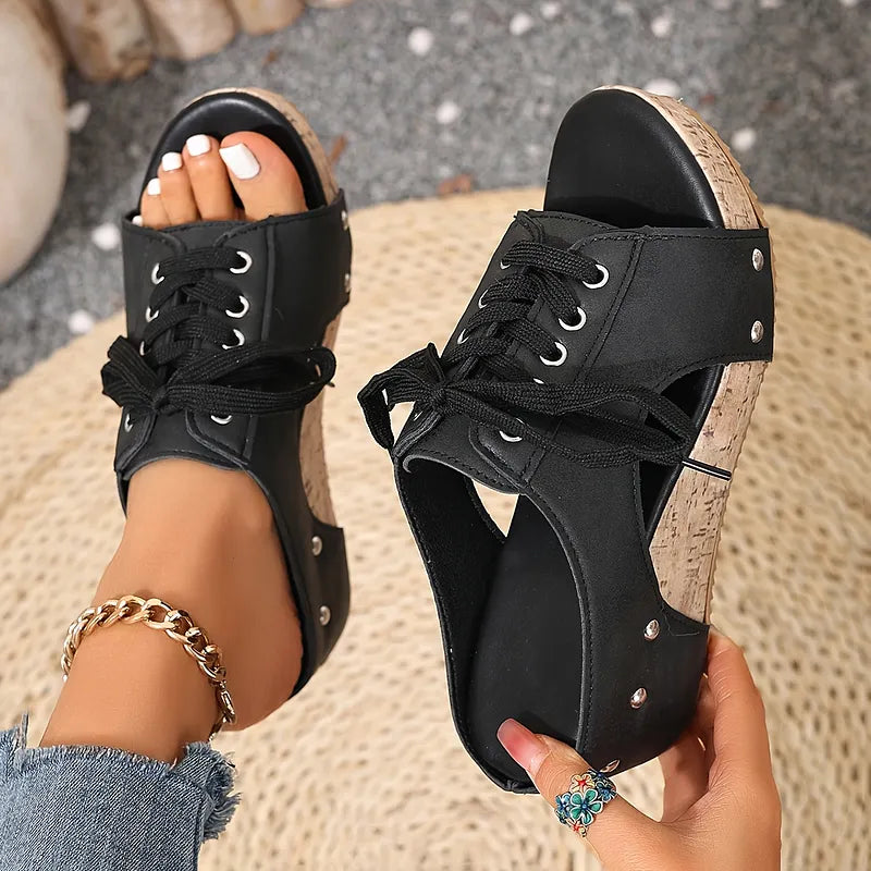Nadiu – Bequeme Sommer Keilpantoffeln