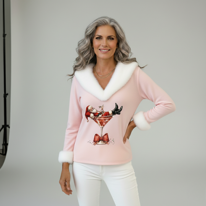 Uliana – Weihnachtsbluse mit V-Ausschnitt