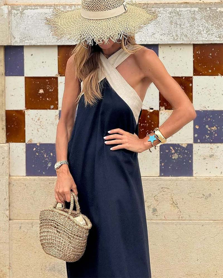 Giana – Elegantes Rückenfreies Kleid Mit Gekreuztem Ausschnitt