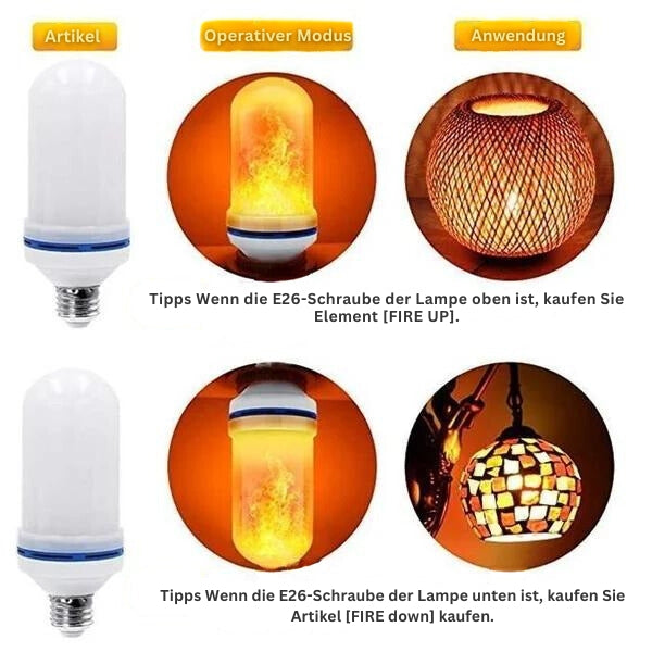 Serenflame™ - LED-Flammen-Glühbirne mit Schwerkraftsensor-Effekt