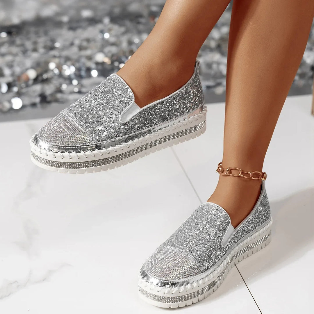 Lizka – Plateau Loafer Mit Glitzer Und Strass