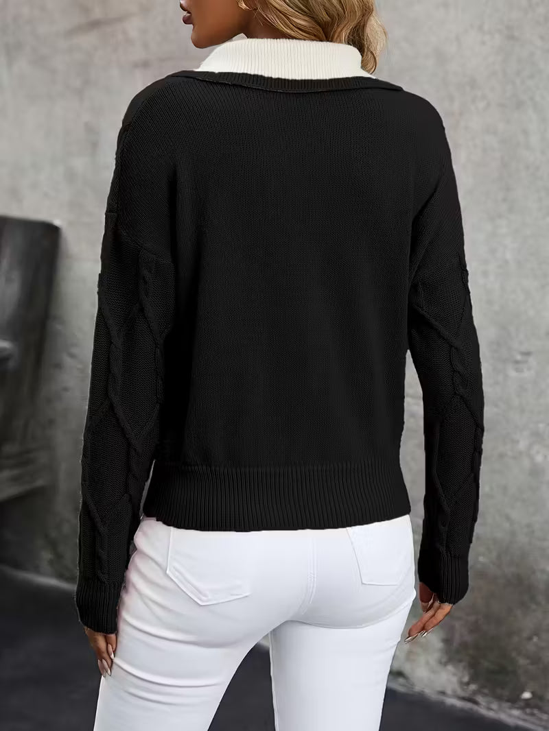 Mahalia – Pullover Mit Zopfmuster Und Kragen