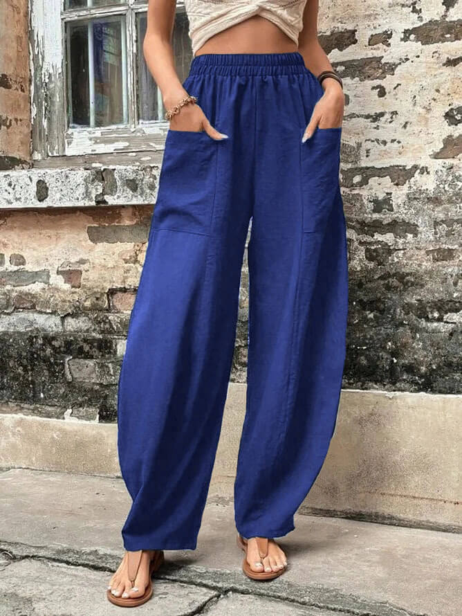 Salomee - Elastische lockere Hose mit Taschen