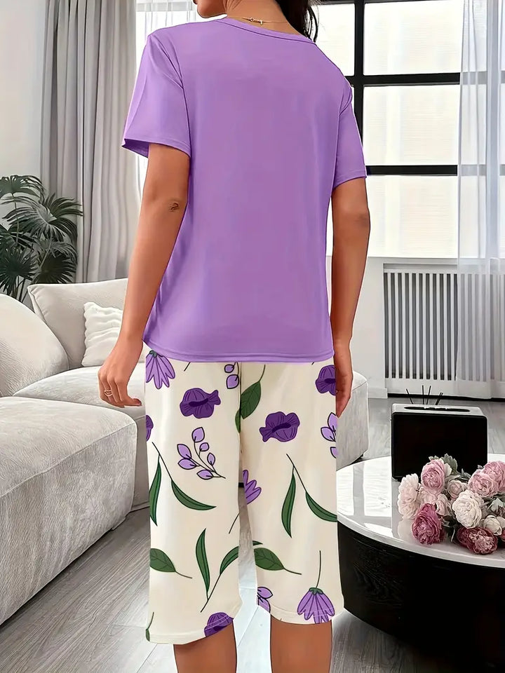 Kinsley – Bequemer Loungekleidung Satz Mit Blumen Ausdrucken